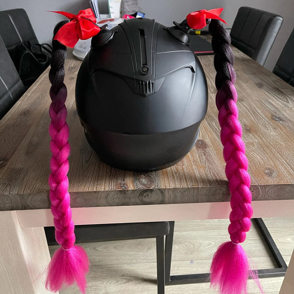 New Motorcycle Helmet Braids Woman Braids Wig For Motorbike Helmet Multicolor Twist Dual Pigtail Ponytail Christmas Present Gift