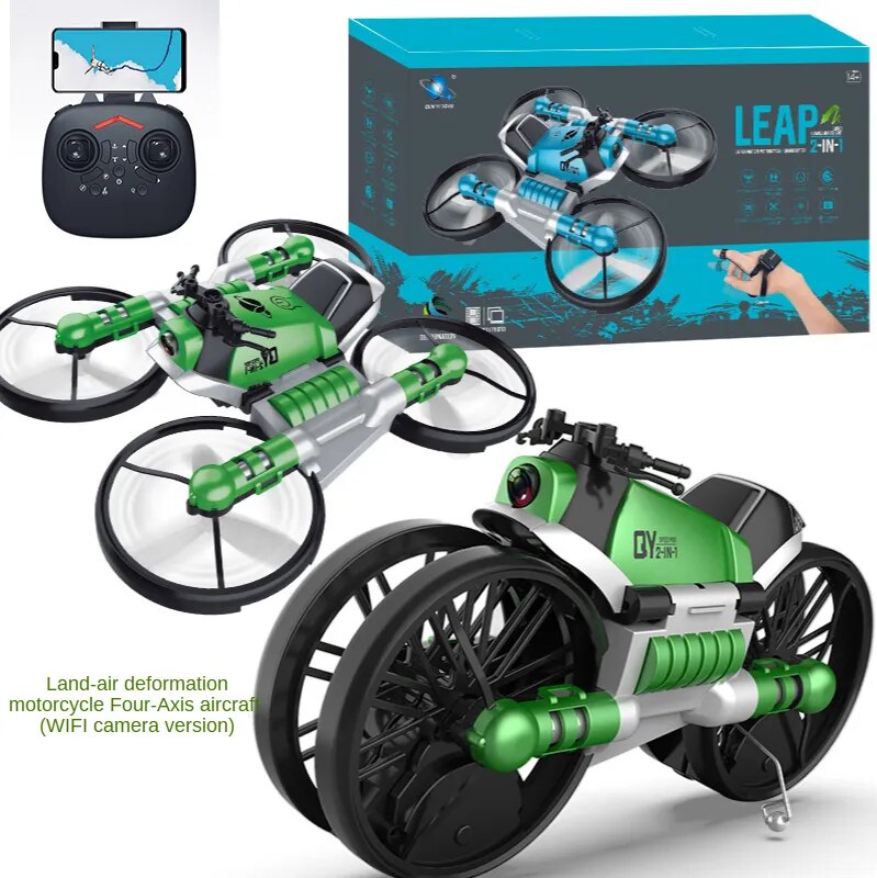 RC Drone 2.4G Deformable Motorcycle Foldable Remote Control Plane WiFi Quadcopter Drones with Camera Hd  Rc Helicopter Gifts Toy