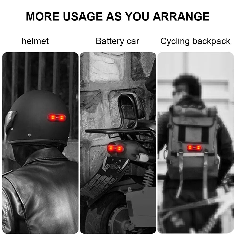 Motorcycle Helmet LED Warning Light USB Charge Bike Night Safety Signal Light Tail Lamp Waterproof Riding Helmet Flash lamp F