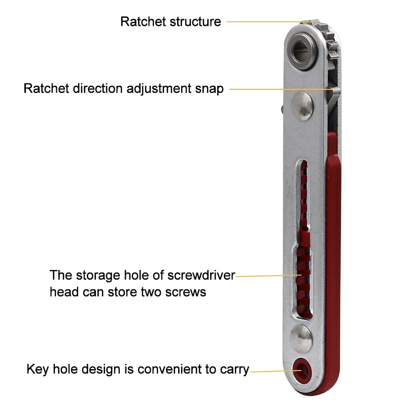 1PC Mini Ratchet Wrench Hexagon Torx Bidirectional Control for Single/Double Head Screwdriver Drill Bits Tool 1/4"(6.35mm)