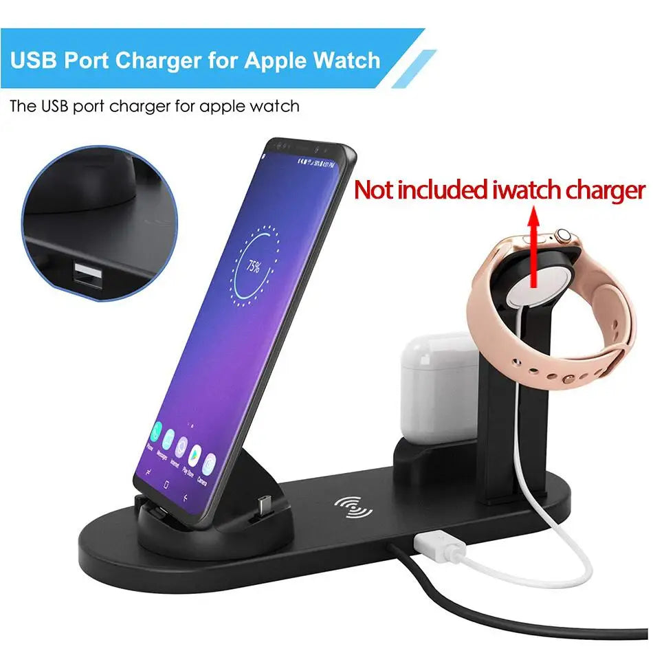 30W 7 in 1 Wireless Charger Stand Pad For iPhone 14 13 12 11 XR Apple Watch Airpods Pro iWatch 8 7 6  Fast Charging Dock Station