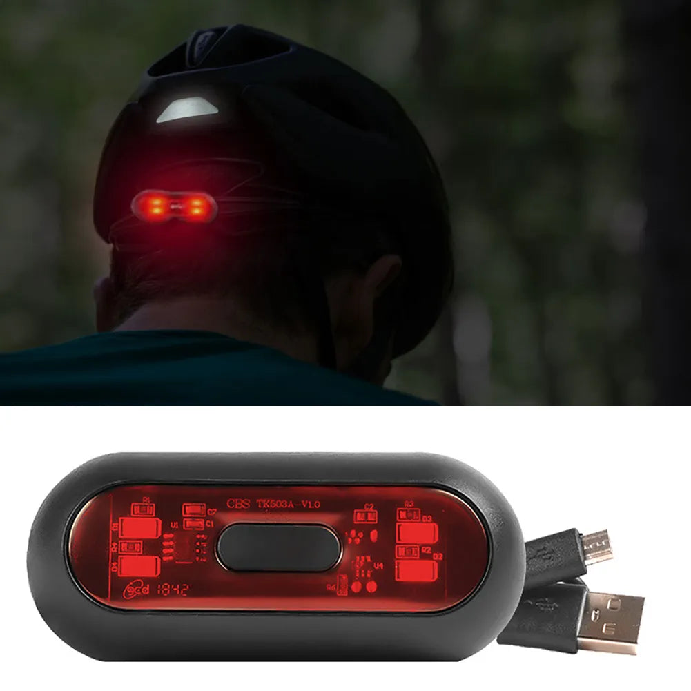 Motorcycle Helmet LED Warning Light USB Charge Bike Night Safety Signal Light Tail Lamp Waterproof Riding Helmet Flash lamp F