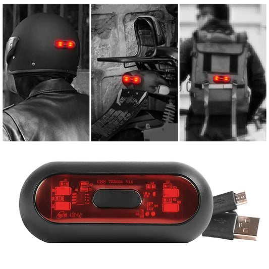 Motorcycle Helmet LED Warning Light USB Charge Bike Night Safety Signal Light Tail Lamp Waterproof Riding Helmet Flash lamp F